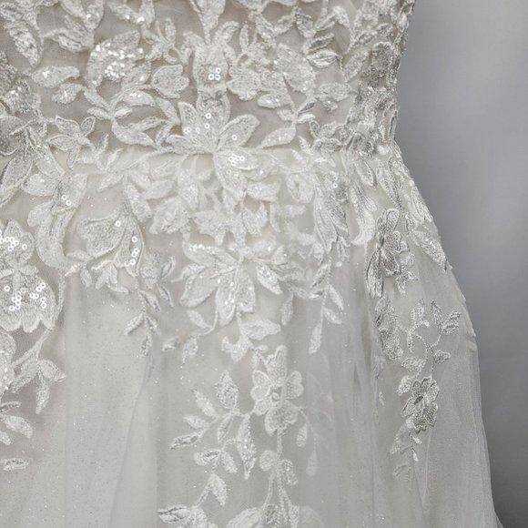 Rebecca Ingram White Lace Beaded Bodice Tulle Wedding Gown Size 18 - Picture 5 of 16